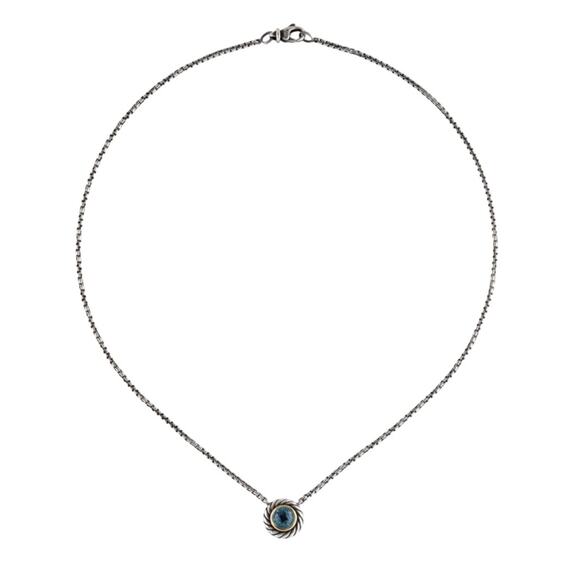 NEW David Yurman Blue Topaz Albion 14K Gold Sterling Silver Necklace Authentic - Picture 5 of 11